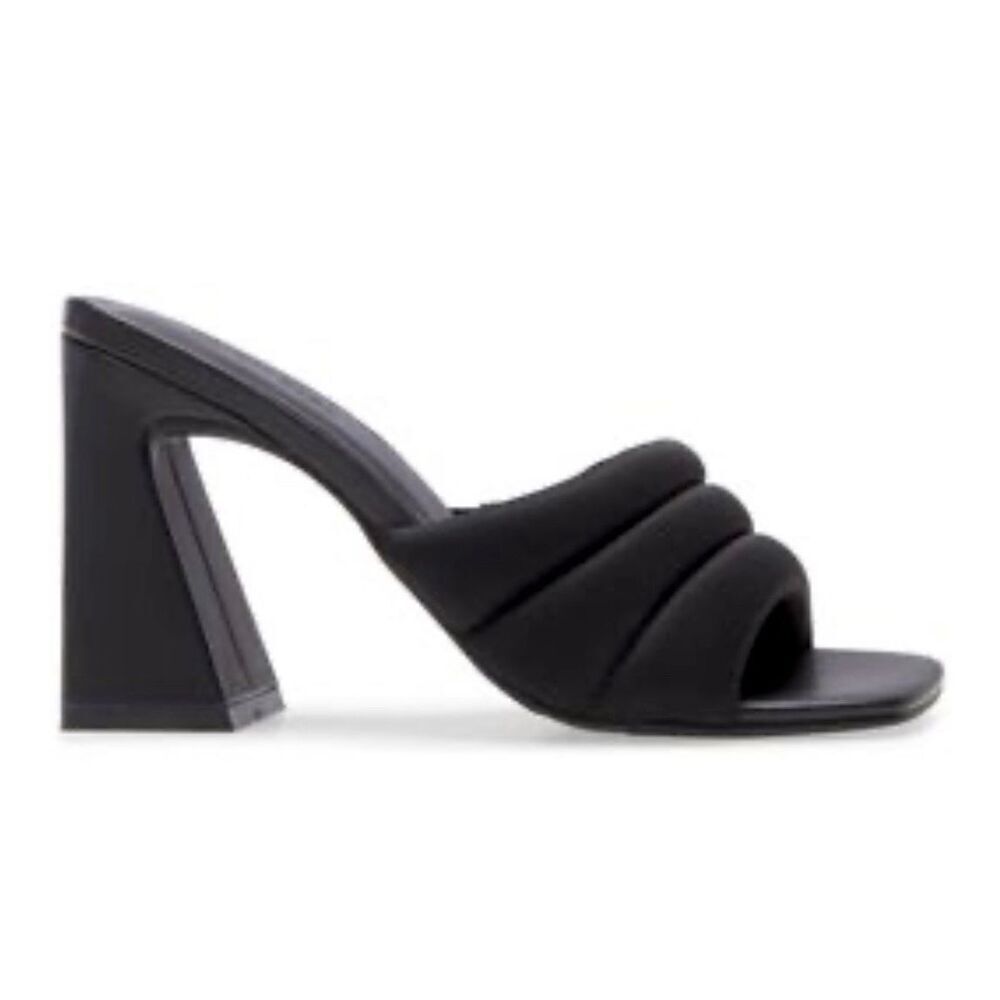 Open Edit Sandals Size 6.5 Black Open Toe Block Heel‎ Fabric Upper